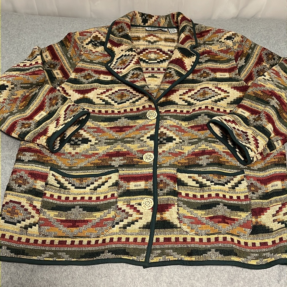 Vintage Boho Tapestry Jacket Coat 3X Carpet Coachella Grunge Festival Hippie